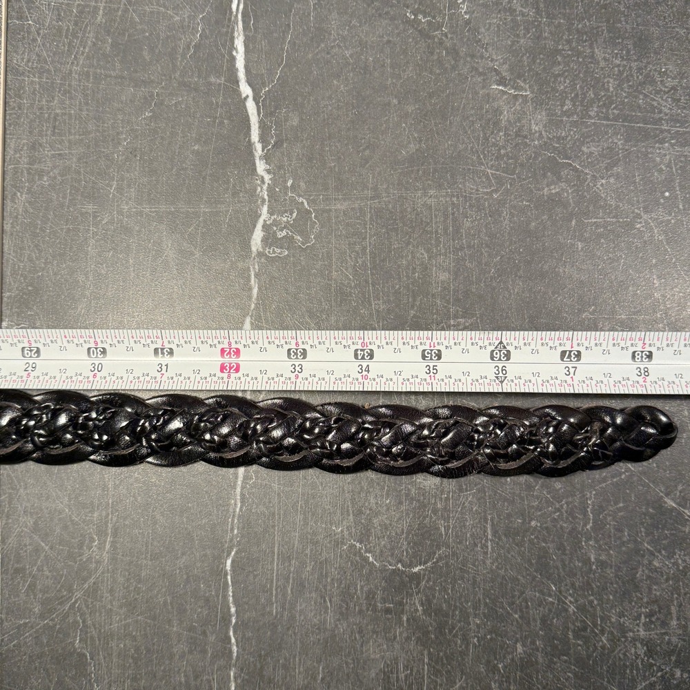 Womens‎ Talbots Braided Leather Belt Black | 34W Size 16  | Woven Buckle - Picture 3 of 11